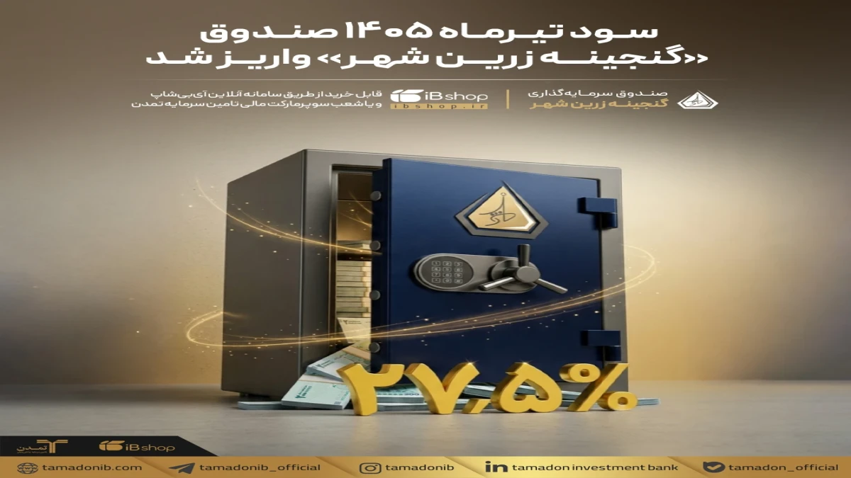 سود تیرماه ۱۴۰۵ صندوق «گنجینه زرین شهر» واریز شد